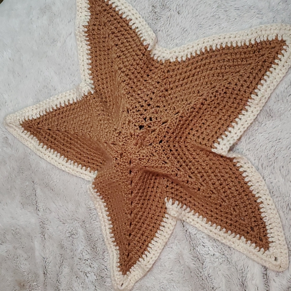 Handmade Knitted 5-Point Star Infant's Teddy Bear Snuggle Blankie-Washable - Picture 4 of 15